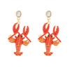 Vintage Lobster Earrings Creative Bohemian Dangle Earring Elegant Enamel Stud Earrings  Holiday