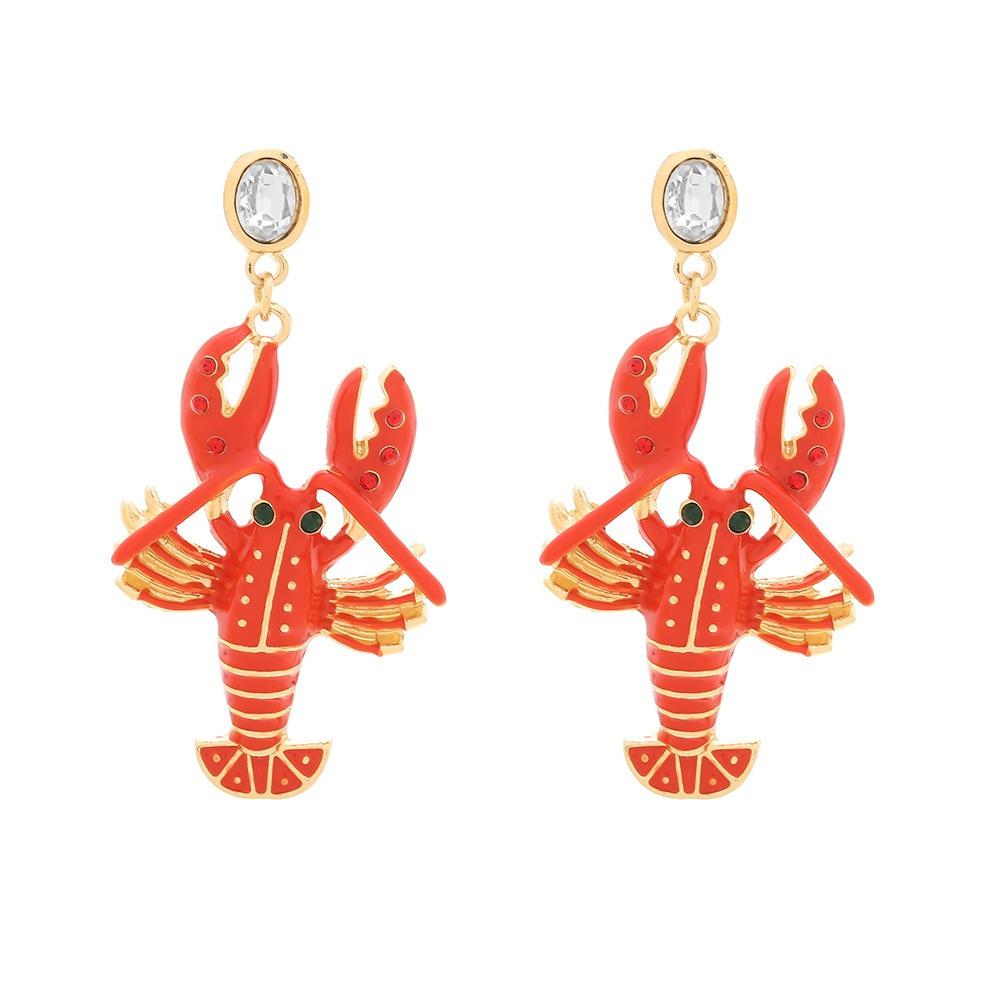 Vintage Lobster Earrings Creative Bohemian Dangle Earring Elegant Enamel Stud Earrings Holiday