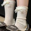 Girl Development Creamy Lace Bowknot Non-Slip Mid-Calf Hollow Sweet JK Socks