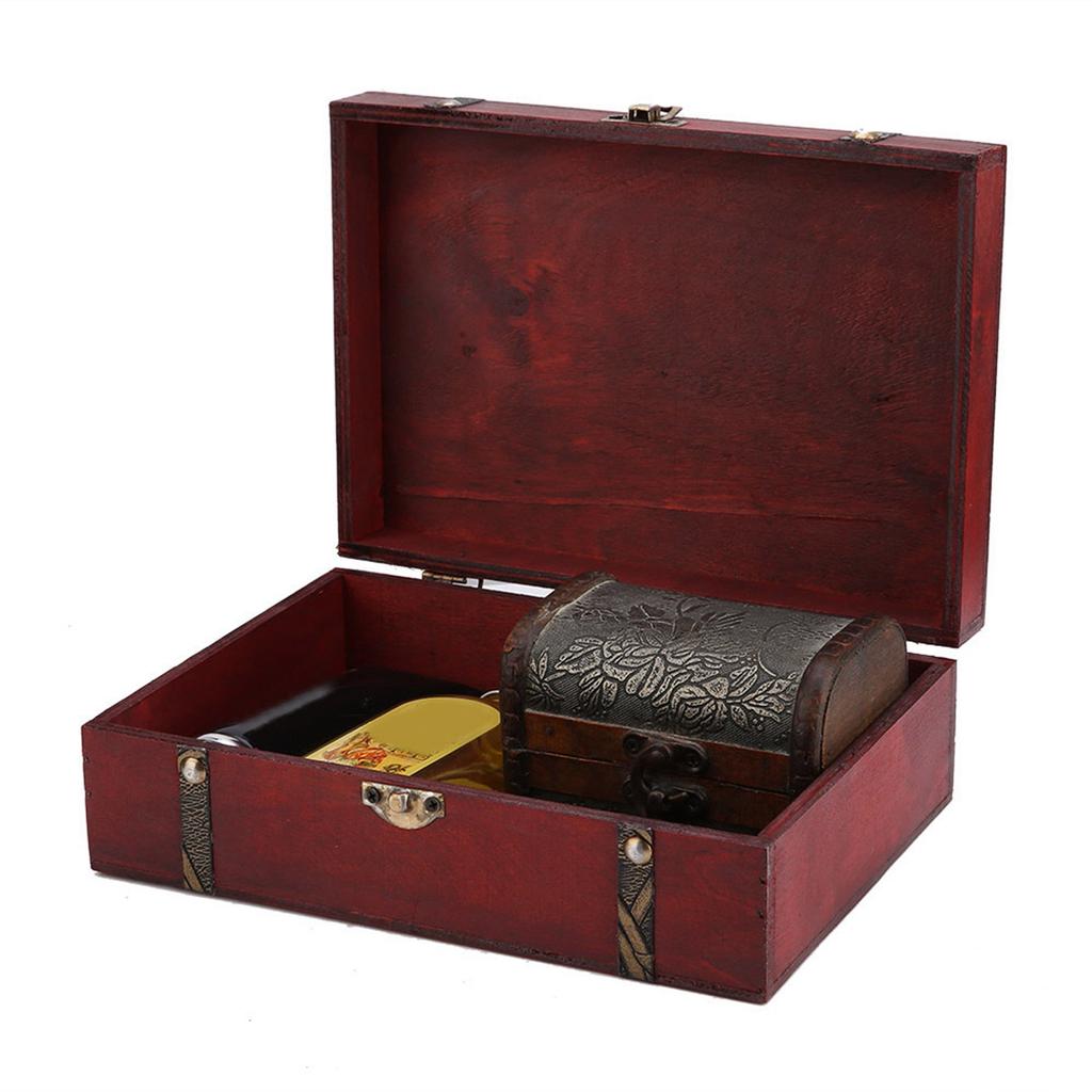 Vintage Wooden Jewelry Storage Box Retro Antique Living Goods Organizer Gift Case