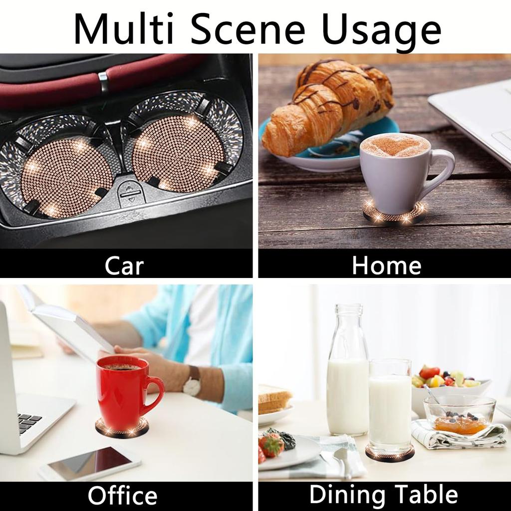 NBTEPEM Bling Car Cup Holder Coaster 2.75" Anti-Slip Shockproof Universal Fashion Car Coaster Insert