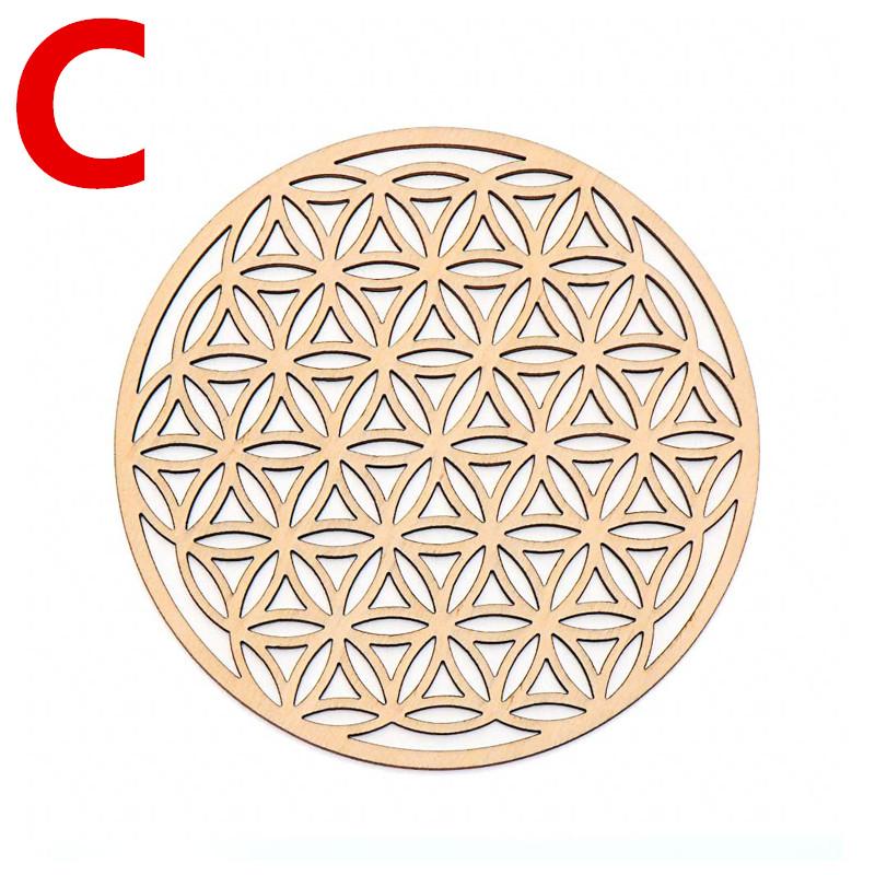10 шт. Круглые края, резные подставки, натуральный цветок чакры, символ жизни, дерево для камня, кристалл, набор, коврик для стола, кухня, сделай сам
