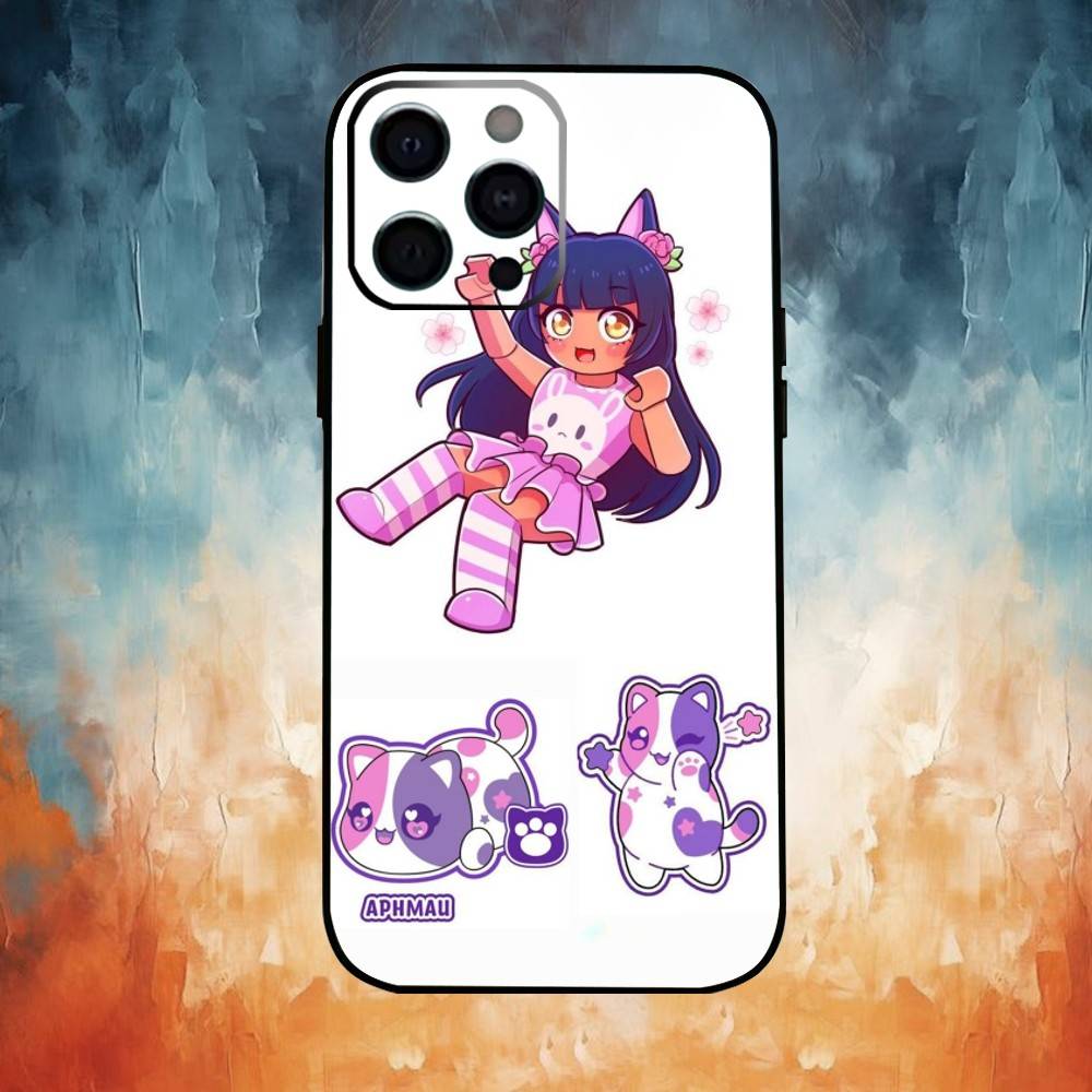A-Aphmau Мяу Аниме Кошки Чехол для Телефона Для iPhone17,16,15,14,13,12,11 Plus,Pro Max Мягкий Черный Чехол