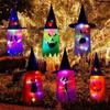Glowing Outdoor Witch Hat LED Luminous Tree Hanging Ornament Kids Party Decor Halloween Wizard Hat Magic Prop Solution