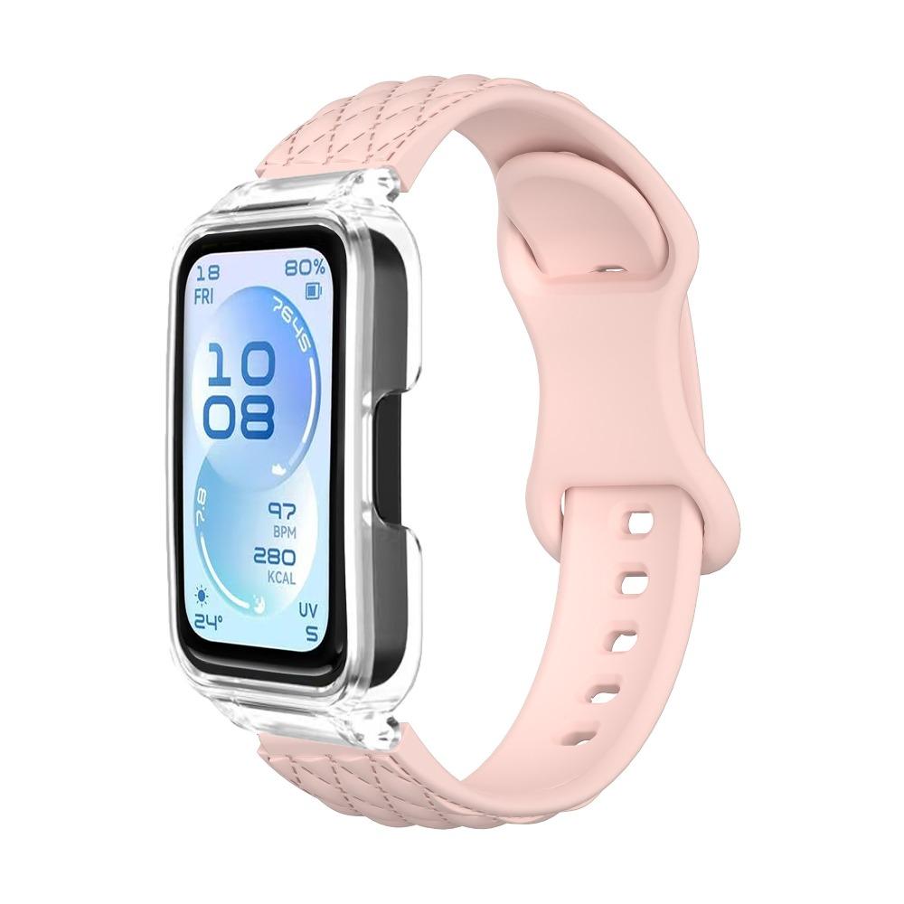 Микроволновый узор Однотонный ремешок + ПК-чехол для Huawei Band 11/11pro Мягкий силиконовый спортивный ремешок для часов для Huawei Band 11/11pro