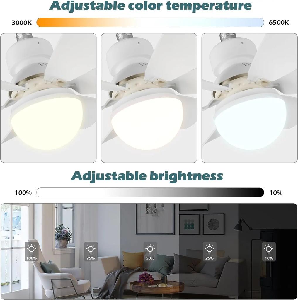 40W LED Ceiling Fan Lamp E27 With Remote Control Safety Removable Fan Blades Fan Light Silence For Room Home Lighting