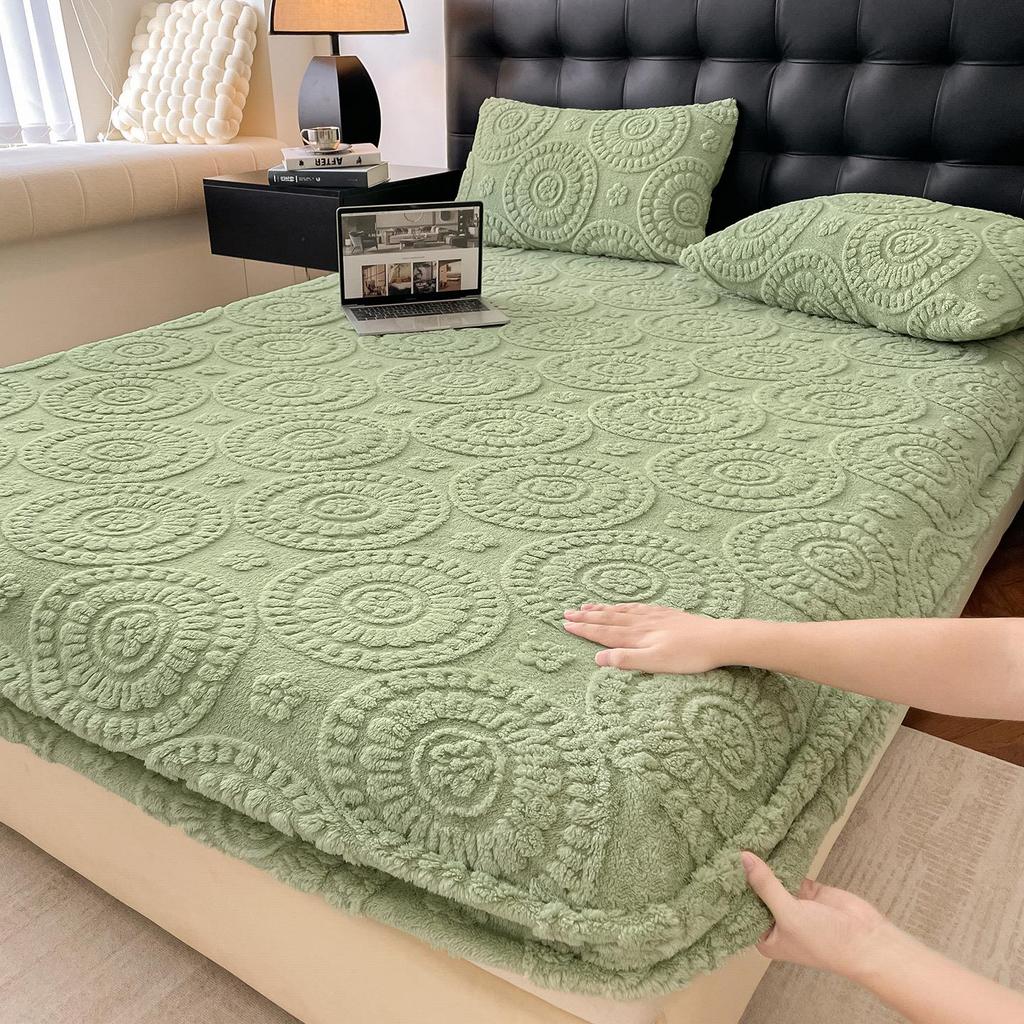 G5Z2025 Зимнее теплое плюшевое нескользящее тафтовое натяжное постельное белье - Односпальный/Двуспальный размер