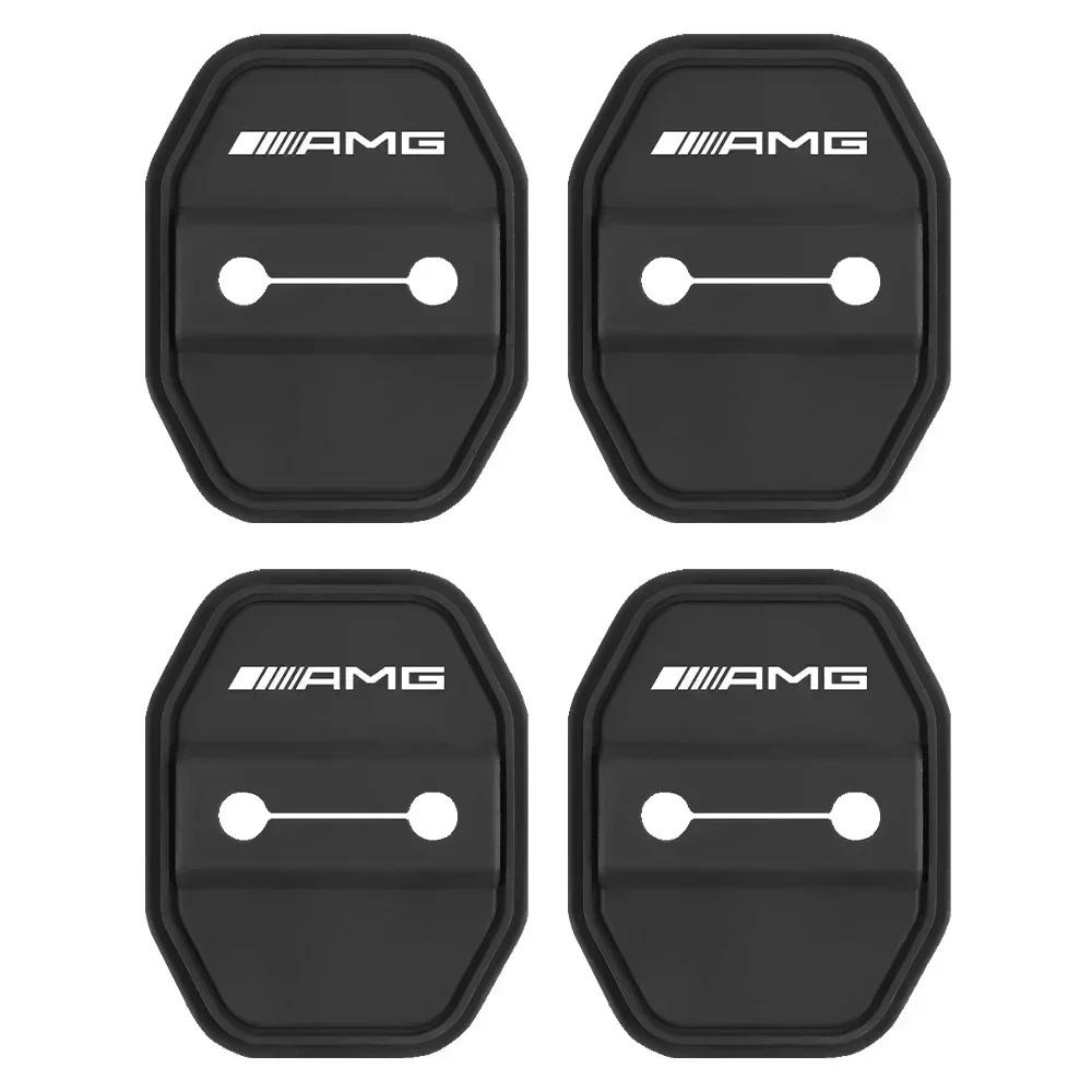 4Pcs Silicone Car Door Lock cover Protective Buckle Cover Sticker For Mercedes Benz AMG A D G Class GLA GLB W124 W176 C260 C300 BE1 c2