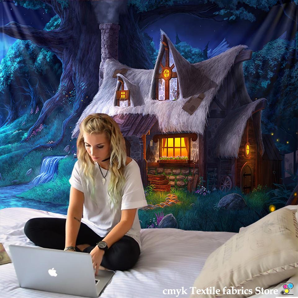 Украшение дома Рождественское украшение Сказочный дом Paypet Настенное украшение Натуральное украшение Анютины глазки Психоделический хиппи Польский гобелен