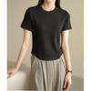 Three-dimensional Line Design Sense of High Elastic Thread Cotton T-shirt Women's New Summer Round Neck Short-sleeved Top
