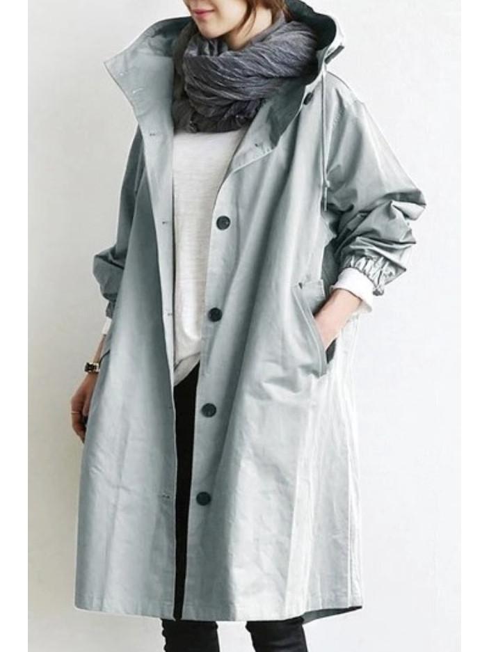 Женская ветровка в британском стиле — пальто средней длины с завязками на талии и длинными рукавами для осени и зимы (2025)