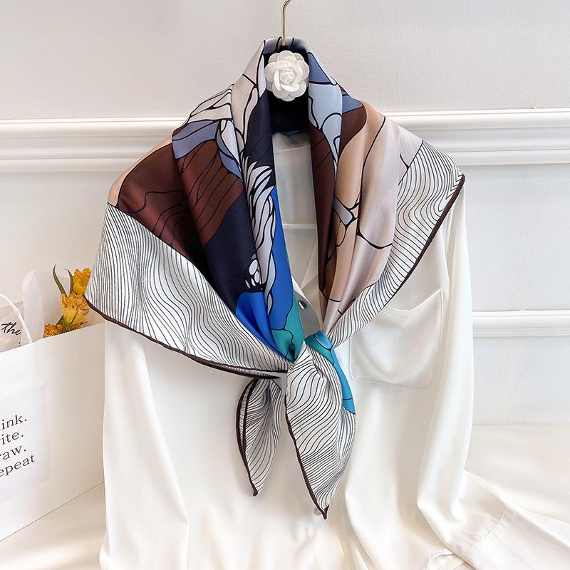Early Autumn Retro New Twill Large Square Scarf for Women Fashion Printed Decorative Scarf Air Conditioning Shawl Scarf Scarf Scarf