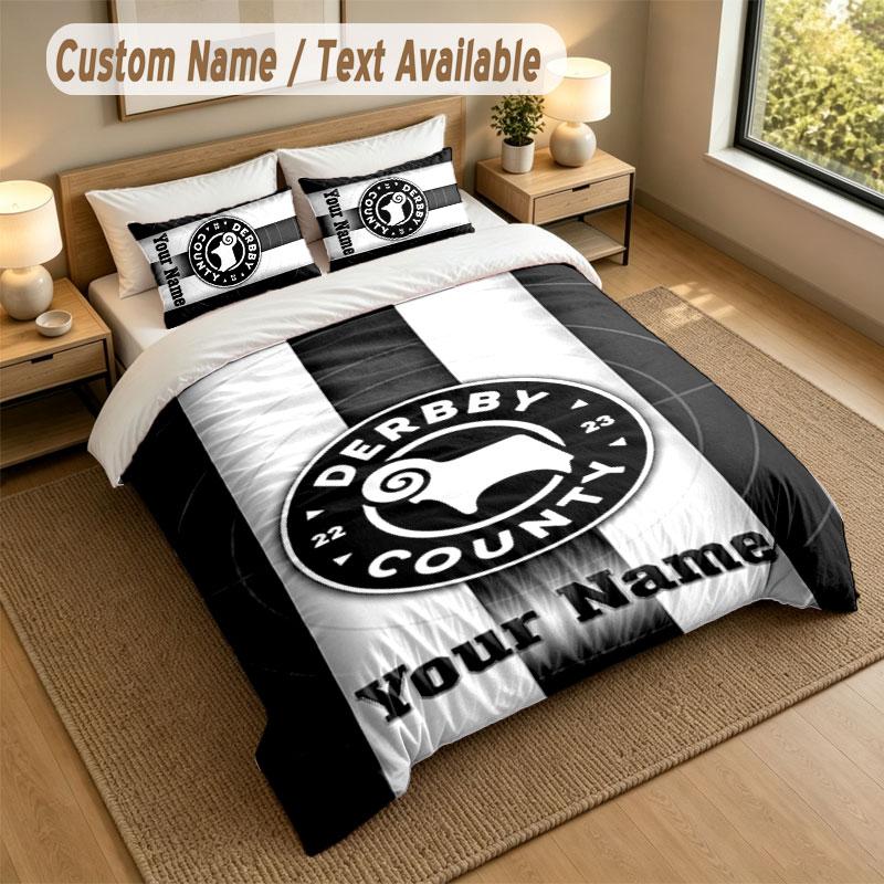 Bedding Set 1 Duvet Cover 2 Pillowcases Derby County Print Soft Bed Linen Bedroom Decor