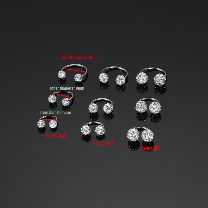 Сверкающие серьги из титановой стали с двумя бриллиантовыми головками - 0,8-миллиметровые винтовые гвоздики для женщин, удобные для сна