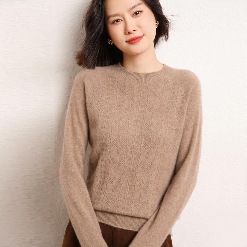 Женский осенне-зимний стиль, первая линия готовой одежды, кашемировая вязаная базовая рубашка, мягкий и эластичный теплый пуловер