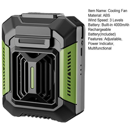Подвесной охлаждающий вентилятор на талии, 3 уровня, регулируемый, водонепроницаемый, портативный, многофункциональный светодиодный фонарик, внешний аккумулятор, мини-кондиционер, поясной вентилятор