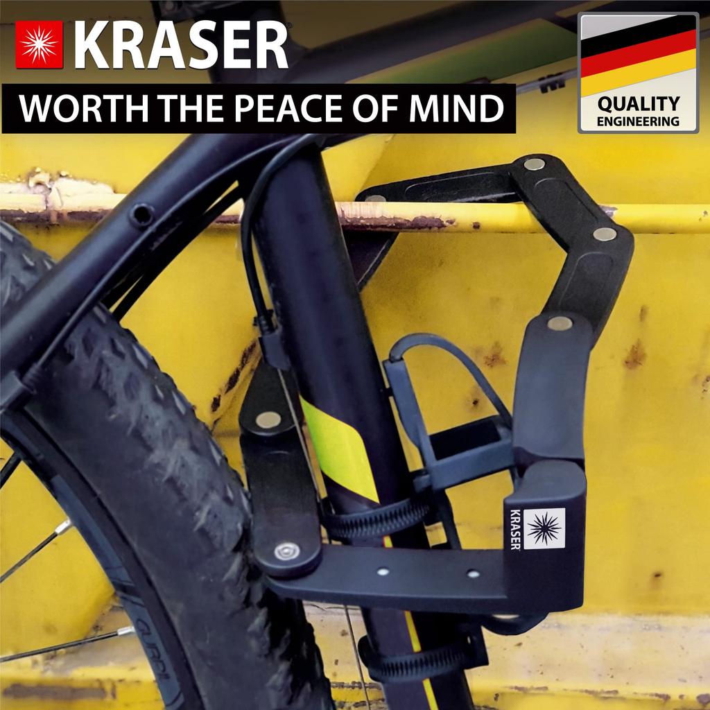 KRASER KR7022B Bicycle Chain Foldable Bike Portable Motorcycle Lock Electric Scooter Piton with Bracket Bicycle Lock Helmet Saddle Safety Helmet Lock