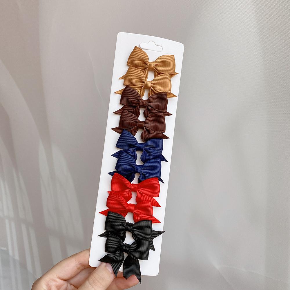 10 шт./набор однотонные детские банты заколки для волос для маленьких девочек ручной работы ленточные банты заколка-невидимка мини-заколки аксессуары для волос