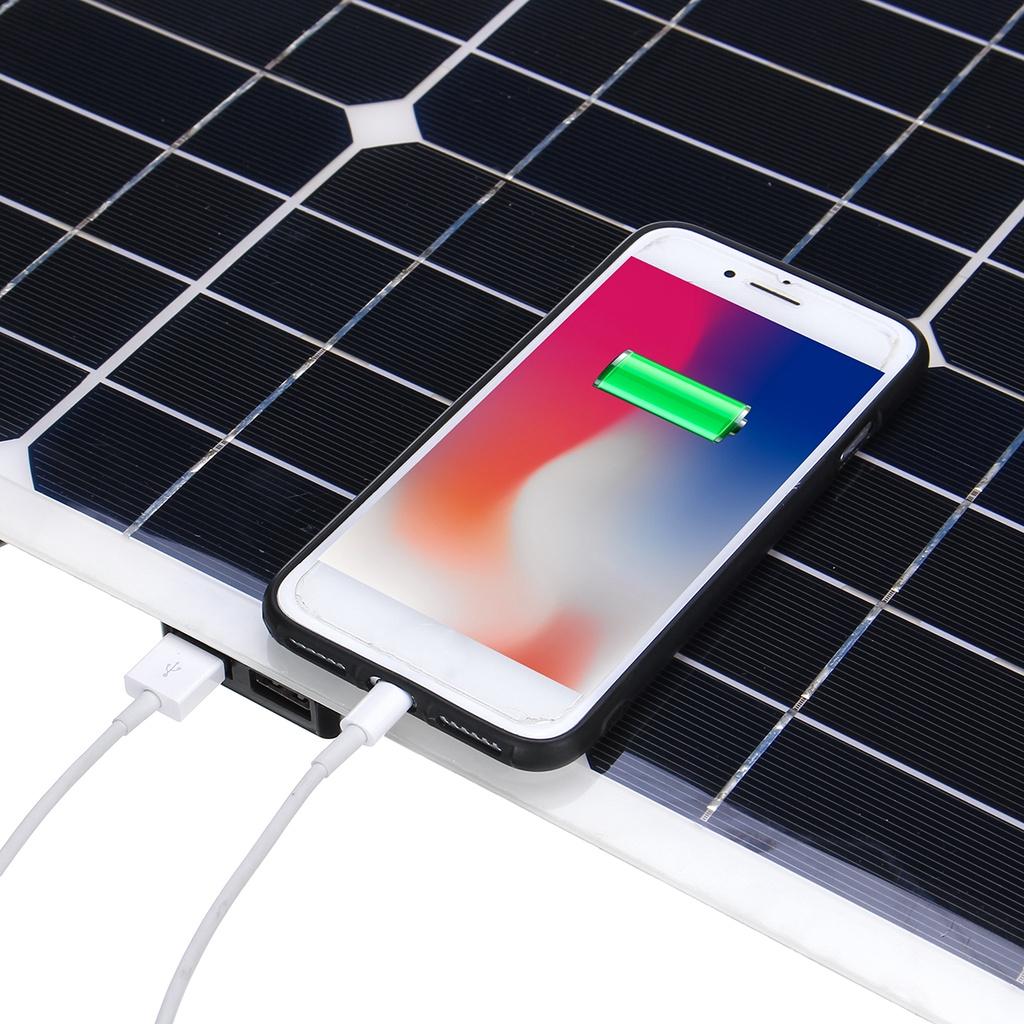 Монокристаллическая солнечная панель 18 В 200 Вт, двойной аккумулятор 12 В/5 В постоянного тока USB для автомобиля на колесах, комплект аккумуляторов для автодома с солнечным контроллером 10 А и кабелями