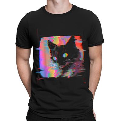 Психоделический Странный Ядро Кот Вейпорвейв Эстетика Триповый Мужские Женские Футболки #NED