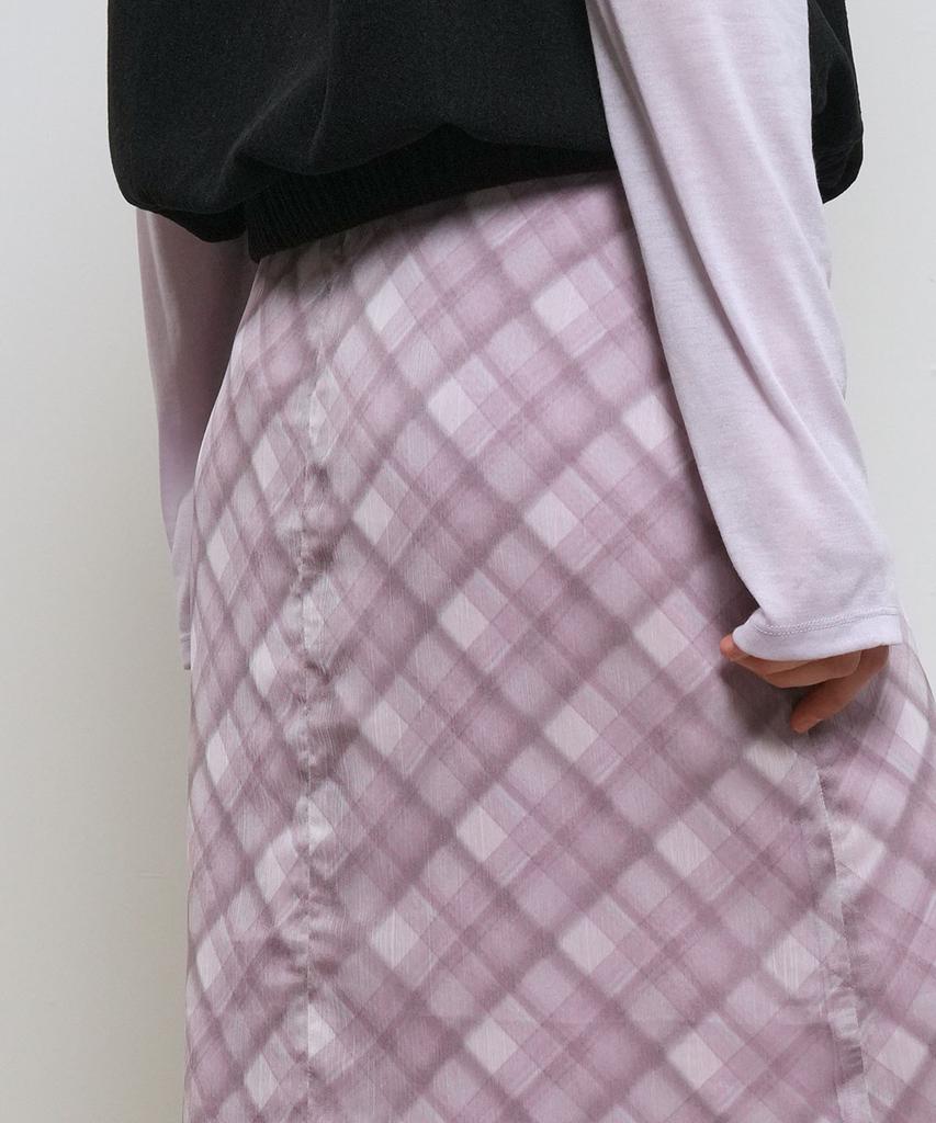 General Idea Check Sheer Long Skirt [Soft Pink] / Gf2Lsk510