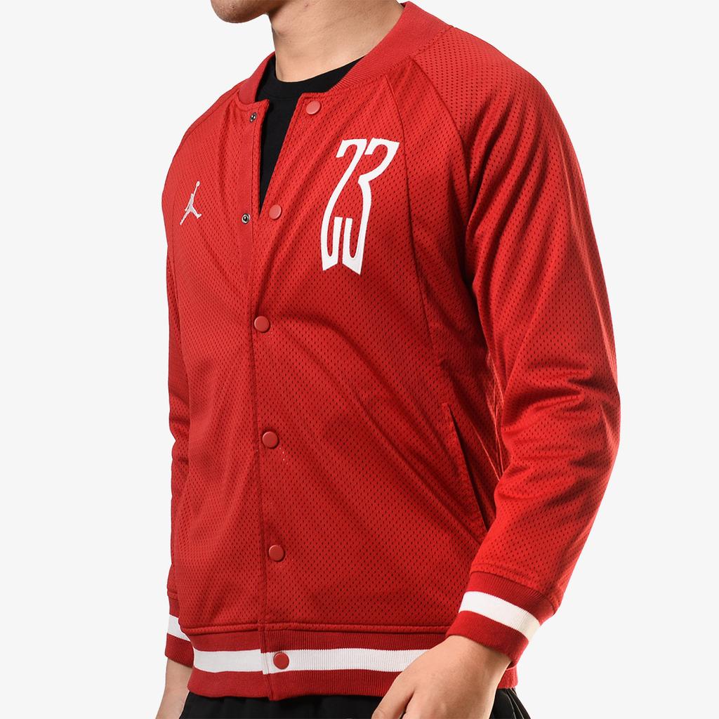 Jordan Logo Print Mesh Baseball Jersey Men Tops Red AQ0617-687