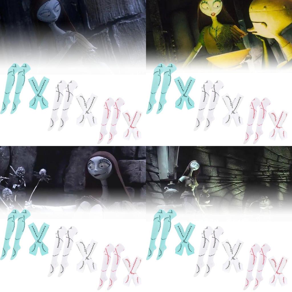 Модный комплект перчаток и носков Trendy Sally цвета морской волны с черной строчкой для косплея