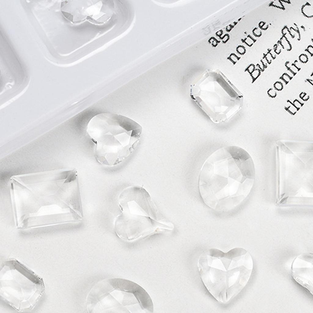 10 Pieces Nail Art Charms Heart Nail Rhinestones Rectangular Crystal Nail Gems Nail Art Decorations for Acrylic Nails