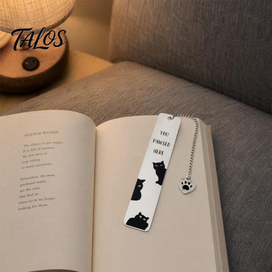 Оригинальная закладка для книг в виде кошки, милая закладка, забавная металлическая закладка для страниц с креативной цитатой, из нержавеющей стали для читателей, подарок для любителя, защита от ржавчины