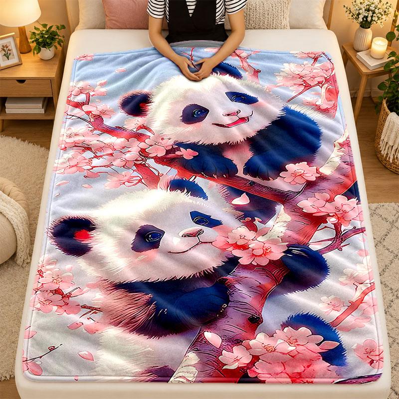 Flannel BlanketPanda Warm Soft Throw Blanket for Indoor Sofa Bed Living Room Use