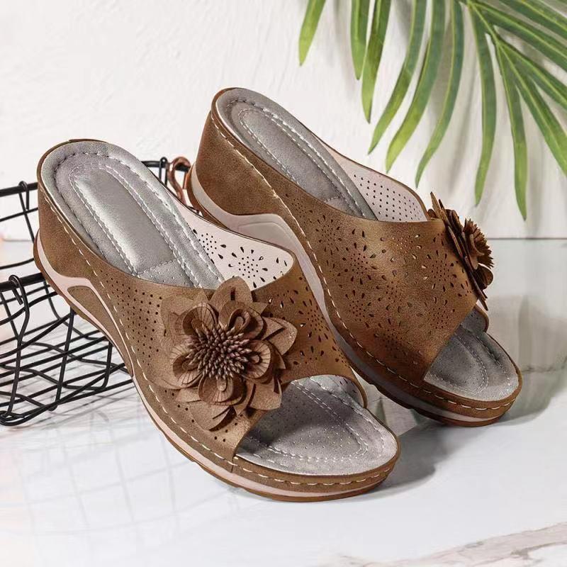Lucyever Flower Platform Wedges Heels, женские тапочки с толстой подошвой и открытыми носками, женские летние туфли 2024 года, повседневная обувь больших размеров 43