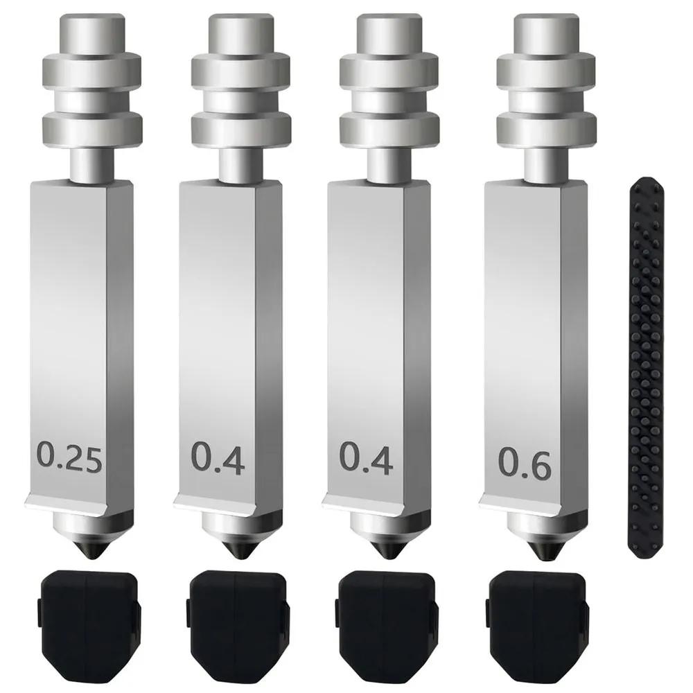 Set of nozzles for anycubic kobra x combo, 0.25/0.4/0.4/ 0.6 mm, 4 silicone covers and brush