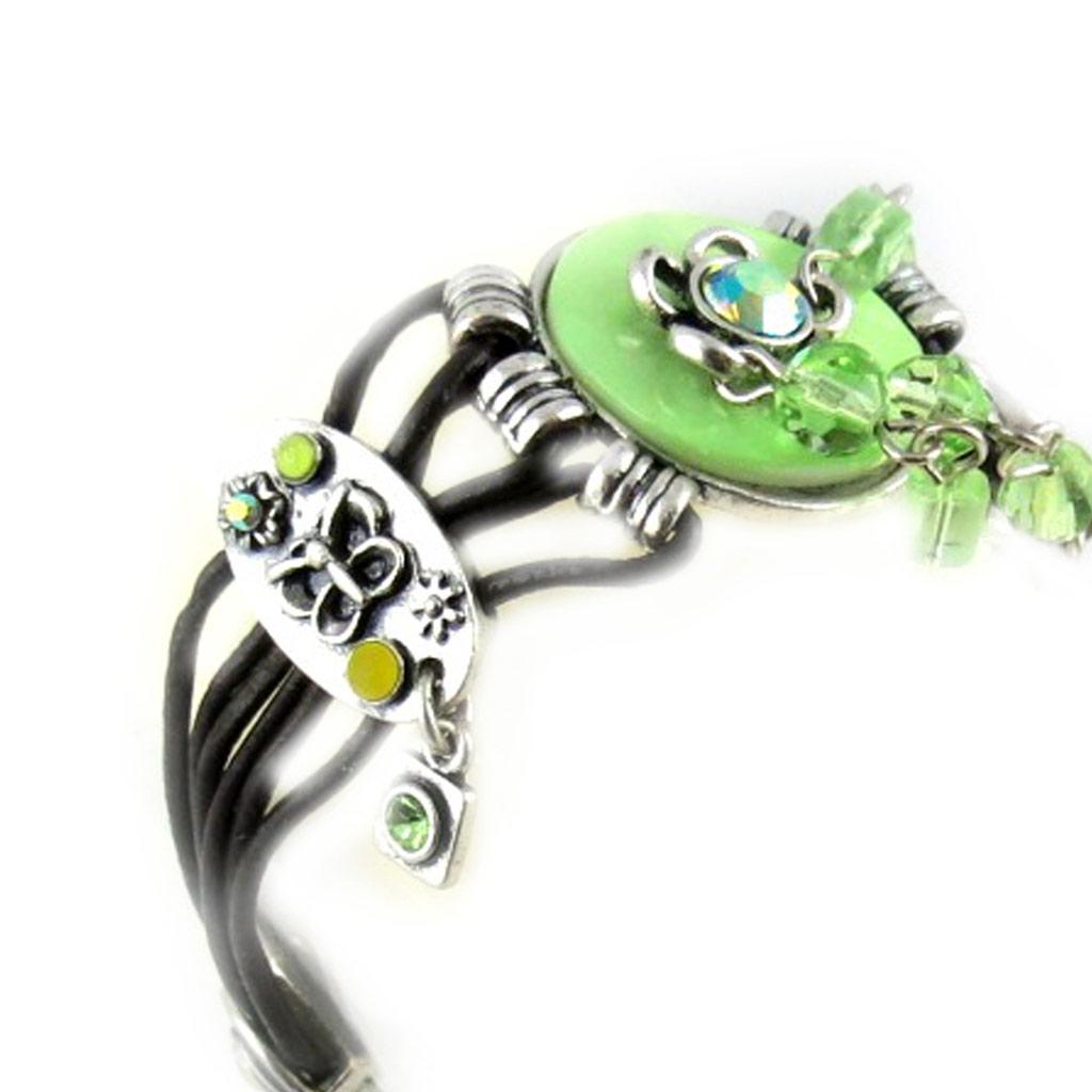 Les Trésors De Lily [E6660] - Green 'Columbine' Designer Bracelet