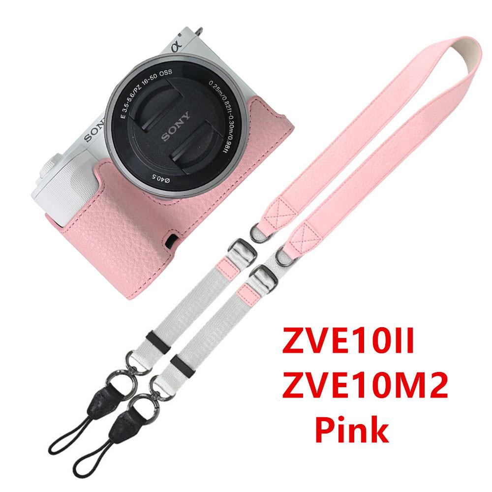 Получехол для камеры из ПУ кожи личи для Sony A6700 A6400 A6300 A6100 A6000 ZVE10 ZVE10II ZVE10M2 с открывающимся снизу чехлом и ремешком