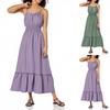 Womens Summer Maxi Dress Sleeveless Floral Spaghetti Strap Smocked Boho Beach Long Dress Beachwear For Vacation
