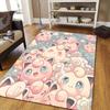 Jigglypuff Flannel Pattern Square Carpet,Area Rug,Carpet Rug for Living Room Bedroom Sofa Playroom Decor,Non-slip Floor Mat