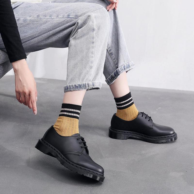 1 низкие ботинки Мартин маленькие кожаные женские большого размера чисто черные с круглым носом мужские парные повседневные рабочие ботинки