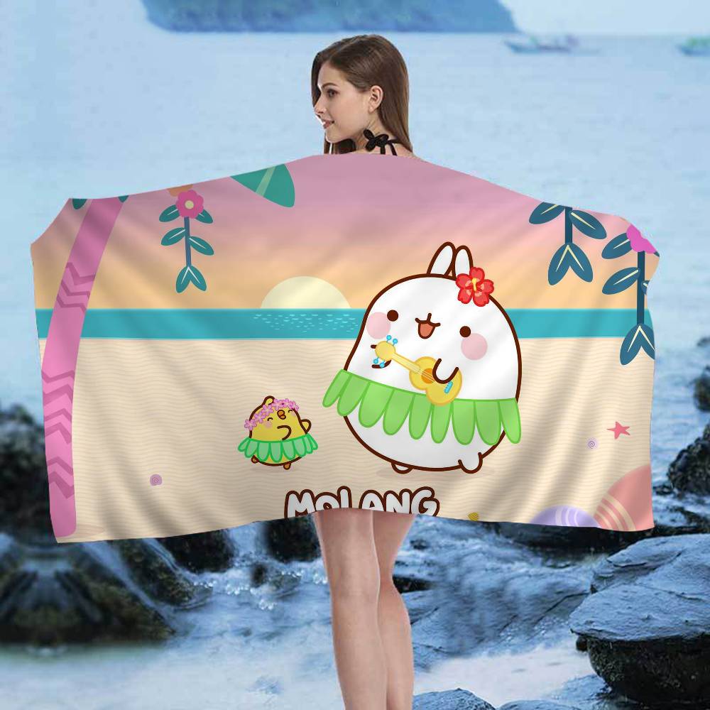 Cute White M-Molangs Rabbit Microfiber Beach Towel Absorbent Quick dry Soft Yoga Swimming Resort Mountain Climbing Towel