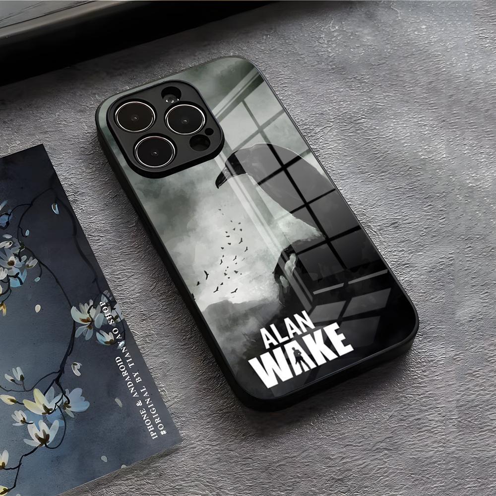 Чехол для телефона A-Alan W-Wake 2 для IPhone 17 Air 16 E Pro Max 15 14 13 Mini 12 Pro 11 Max Plus Черная стеклянная крышка