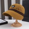 Autumn and winter new women's outdoor thermal cap fashionable wide-brimmed basin hat big head circumference showing face small equestrian hat