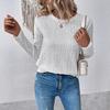 Spring New Style Fashionable and Simple Temperament Women's Solid Color Round Neck Long Sleeve Hollow T-shirt Top