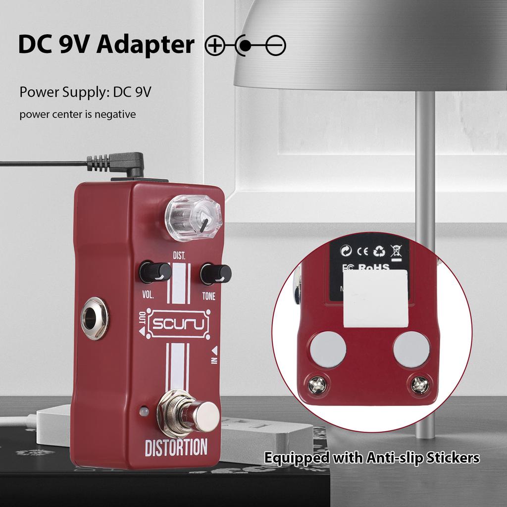 Педаль эффектов искажения для гитары SCURU DIST/VOL/TONE High Gain Amps Dynamic Response DC 9V 6.35mm