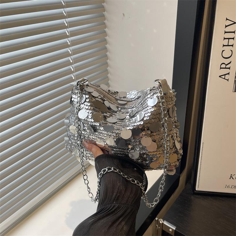 Простая сумка с пайетками женская новая высококлассная модная сумочка нишевая универсальная сумка через плечо для поездок на работу