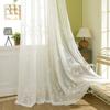 1pc White Sheer Curtains Embroidered Floral Pattern Semi Sheer Curtains Hook, Light Filtering Window Tulle Drapes for Living Room