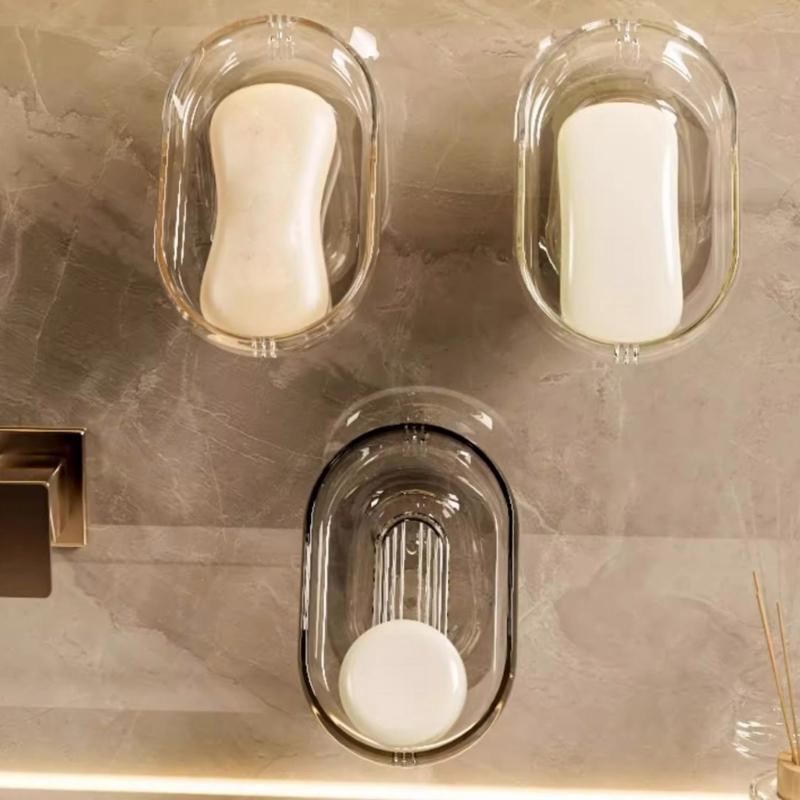 Auto Draining Soap Tray For Shower And Utility Room Quick Drying Feature PET Soap Storage Box Bathroom Oganizers