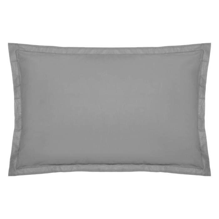 Taie D'oreiller "Carina" Coton Gris Souris 50x70cm - Atmosphera Createur D'interieur