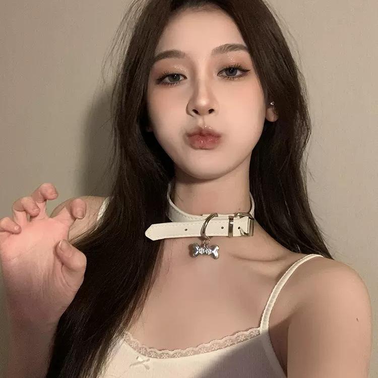 Черно-белая собачья кость Y2K Hottie Sweet Cool Cute Neck Ring Choker Neck Chain Collarbone Chain Collarbone ожерелье Female Cool