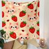 Cute Cats, Strawberries, and Ladybugs Patterned Tapestry Decorative Wall Hanging, Home Bedroom Living Room Decor