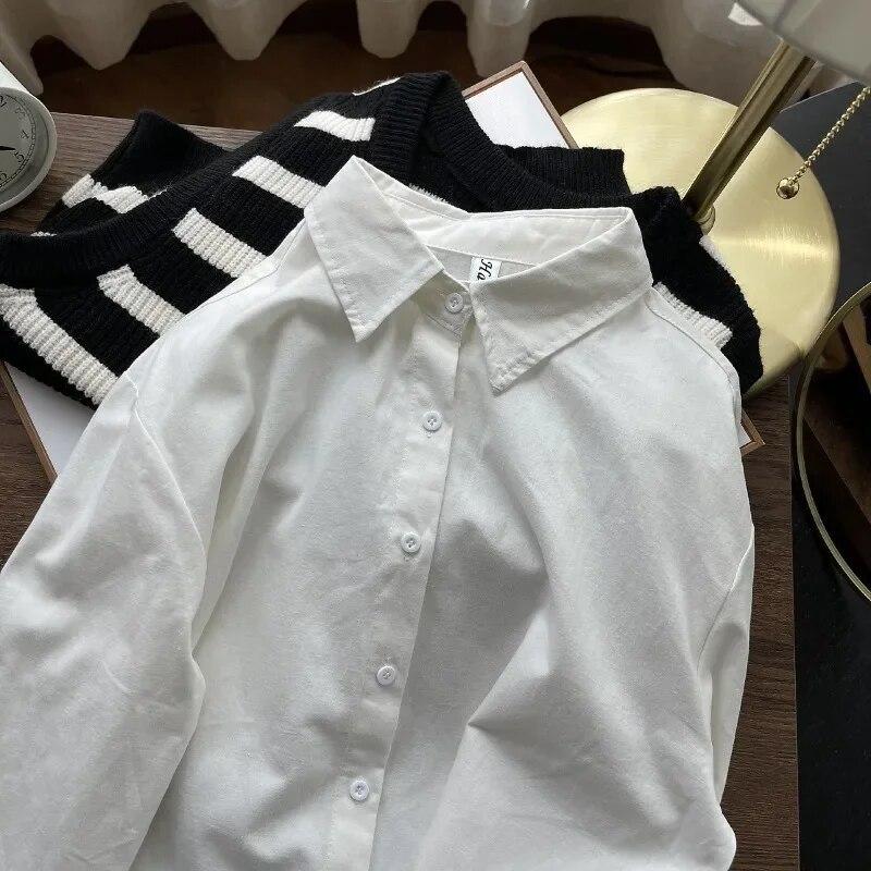 Толстая женская рубашка на осень-зиму, повседневная свободная рубашка с воротником-поло, кардиганы, хлопковая блузка, одежда, однотонные топы 29619