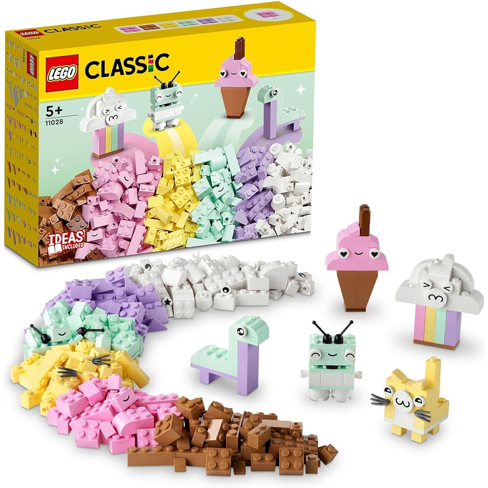 LEGO Classic Idea Pieces Pastel Colors 11028 Creative Building Blocks Educational Toy for Boys and Girls Ages 5 and Up